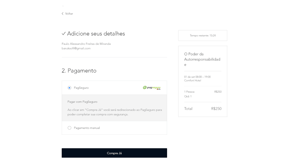 finalizando a compra do curso o poder da autorresponsabilidade - Coach Luiz Antonio - baruk soft