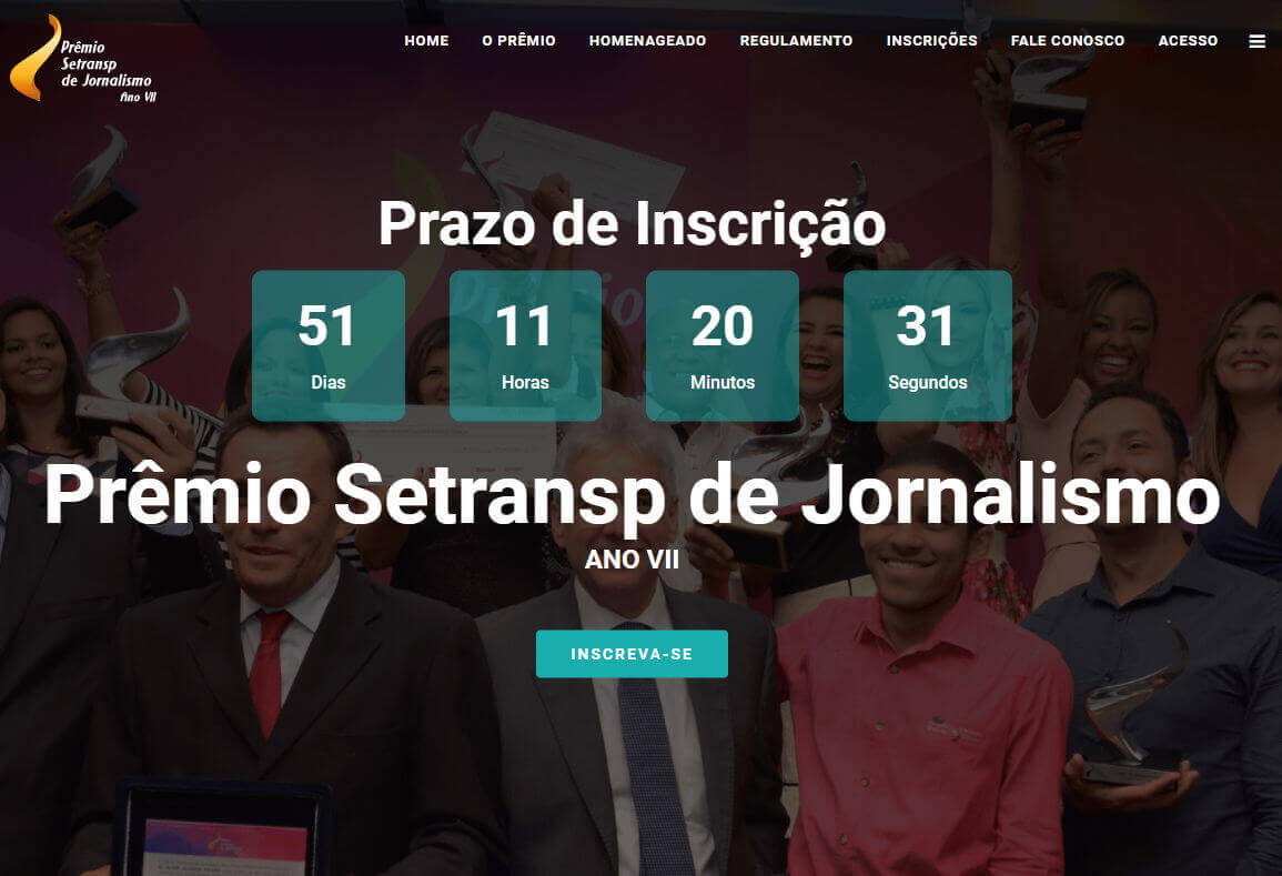 sistema prêmio setransp de jornalismo - site divulgação