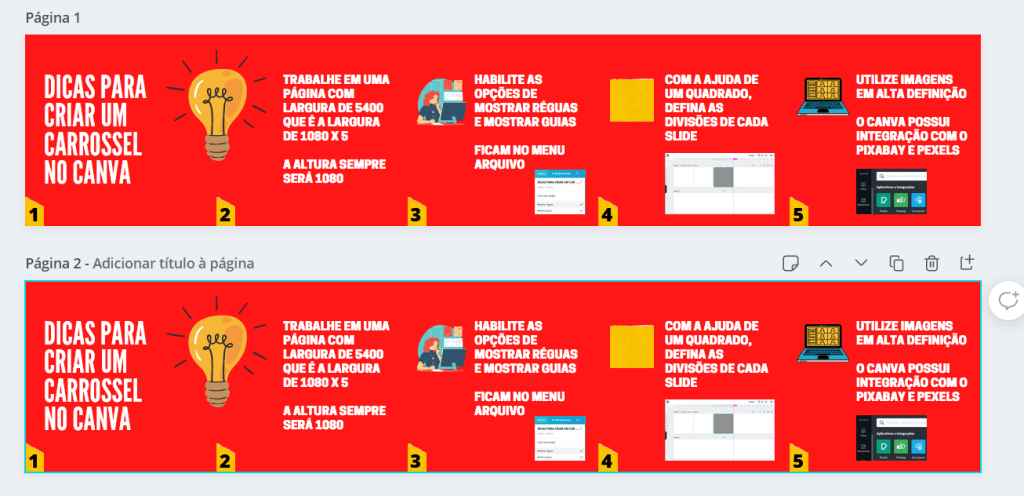 duplicar design do canva para completar as 10 posições do carrossel no Canva