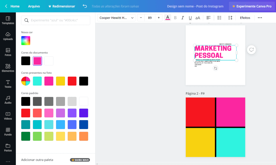 aprenda a criar paleta de cores no canva gratis - cores reconhecidas