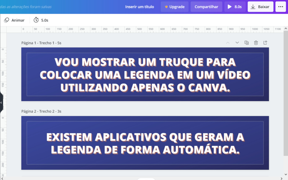 Duplicando a página com a primeira legenda