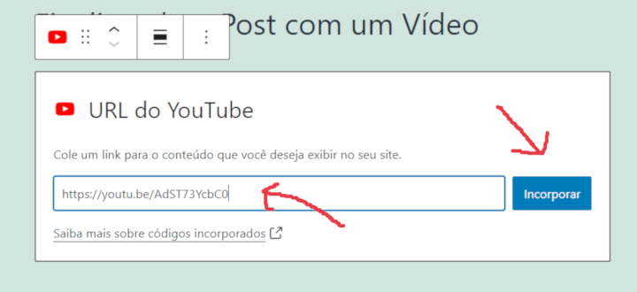 opção de exibir um vídeo do youtube no wordpress