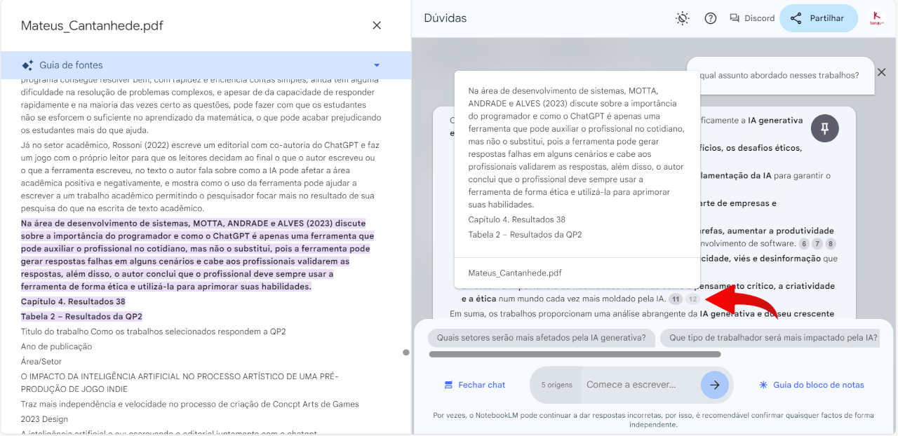 Acessando a origem dos textos gerados